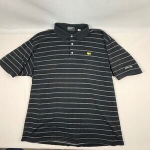 Masters Collection Mens XL Black Striped Mercerized Cotton Golf Polo Shirt Logo